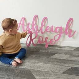 Personalised Wooden Name Sign - Custom Wall Art Baby For Nursery Home Decoration Kids Bedroom Various Sizes - thumbnail 3