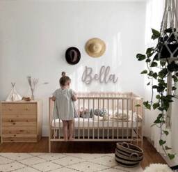 Personalised Wooden Name Sign - Custom Wall Art Baby For Nursery Home Decoration Kids Bedroom Various Sizes - thumbnail 1