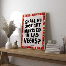 Married in Vegas Print Art Poster, Vintage Print, Trendy Retro Mid Century Modern Kitchen Wall, Bedroom Decor, Bar Cart - thumbnail 1