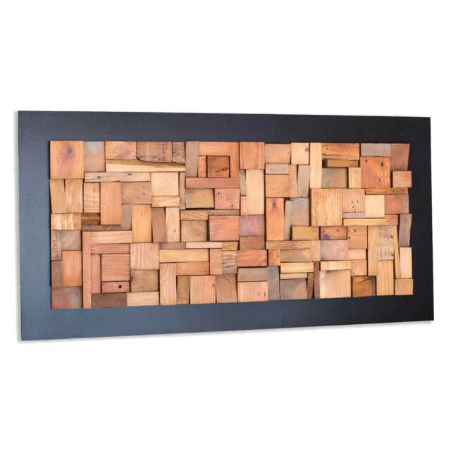 Reclaimed Wood Wall Art Modern Rustic Decor - 24x48 - Organic 3D Pine Mosaic - image 1