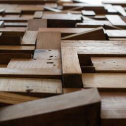 Reclaimed Wood Wall Art Modern Rustic Decor - 24x48 - Organic 3D Pine Mosaic - thumbnail 4