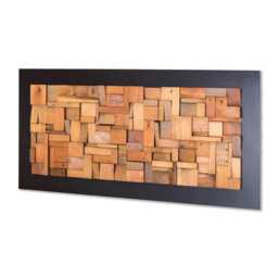 Reclaimed Wood Wall Art Modern Rustic Decor - 24x48 - Organic 3D Pine Mosaic - thumbnail 2