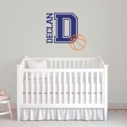 Personalized Basketball Name Vinyl Decal, Customized Sports Wall Art, Custom Boy Nursery Decor, Easy Diy Removable Kids Bedroom Sticker - thumbnail 2