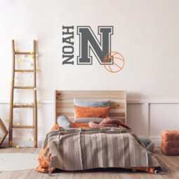 Personalized Basketball Name Vinyl Decal, Customized Sports Wall Art, Custom Boy Nursery Decor, Easy Diy Removable Kids Bedroom Sticker