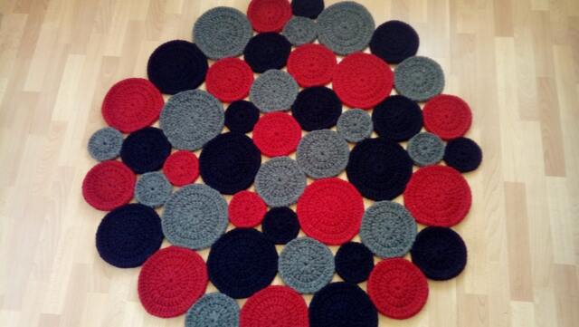 Handmade Wool Round Rug Modern Colorful Design - image 1