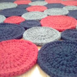 Handmade Wool Round Rug Modern Colorful Design - thumbnail 4