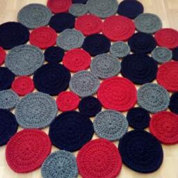 Handmade Wool Round Rug Modern Colorful Design - thumbnail 2