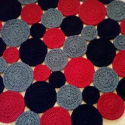 Handmade Wool Round Rug Modern Colorful Design - thumbnail 3