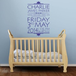 Personalised Date Of Birth, Nursery, Newborn, Wall Art Sticker, Vinyl Decal, Modern Transfer - thumbnail 2