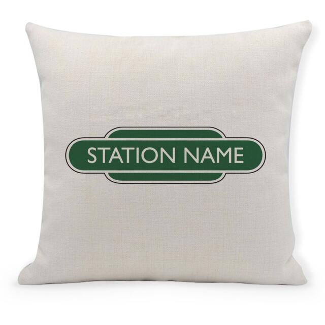 Personalised Railway Totem Cushion Steam Train Pillow, Add Any Name - 40x40cm - image 1