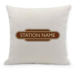 Personalised Railway Totem Cushion Steam Train Pillow, Add Any Name - 40x40cm - thumbnail 3