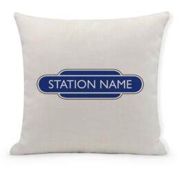 Personalised Railway Totem Cushion Steam Train Pillow, Add Any Name - 40x40cm - thumbnail 2