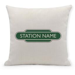 Personalised Railway Totem Cushion Steam Train Pillow, Add Any Name - 40x40cm - thumbnail 1