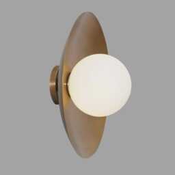 1950's Mid Century Brass Handmade Single Globe Shade Disk Sputnik Ceiling Mount-Modern Patina Chandelier-Italian Flush Mount Fixture - thumbnail 3