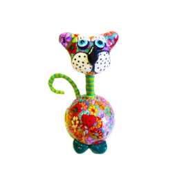 Colorful Cat Statue - Whimsical Sculpture 3D Home Decor - thumbnail 3