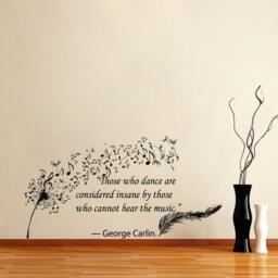 Wall Decals Quote George Carlin Dandelion Feather Musical Notes Home Vinyl Decal Sticker Kids Nursery Baby Room Decor V57 - thumbnail 1