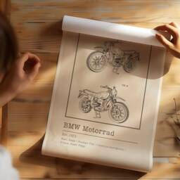 Bmw Motorcycle Patent Art Print Vintage Motorrad Blueprint - thumbnail 2