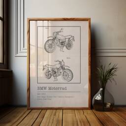 Bmw Motorcycle Patent Art Print Vintage Motorrad Blueprint - thumbnail 1