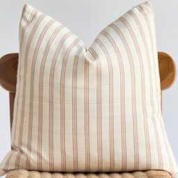 striped Cotton Blend Pillow Cover Neutral Farmhouse Decor - thumbnail 2