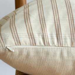 striped Cotton Blend Pillow Cover Neutral Farmhouse Decor - thumbnail 3