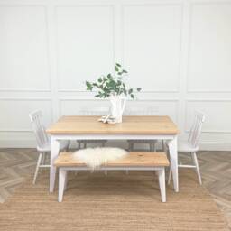 Harrow Sleek Modern Contemporary Rustic Pine Dining Table. Customisable Size & Colour. Table Bench Matching Set - thumbnail 1