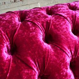 3 Seater Fuchsia Pink Crushed Velvet Fabric Chesterfield Sofa, British Handmade Furniture - thumbnail 4