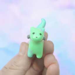 Halloween Frankenstein Cat Figurine Handmade Creepy Kawaii Desk Decor - thumbnail 3