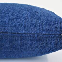 Indigo Blue Cotton Cushion Cover, Handwoven Farmhouse Pillow, 20x20 - thumbnail 2