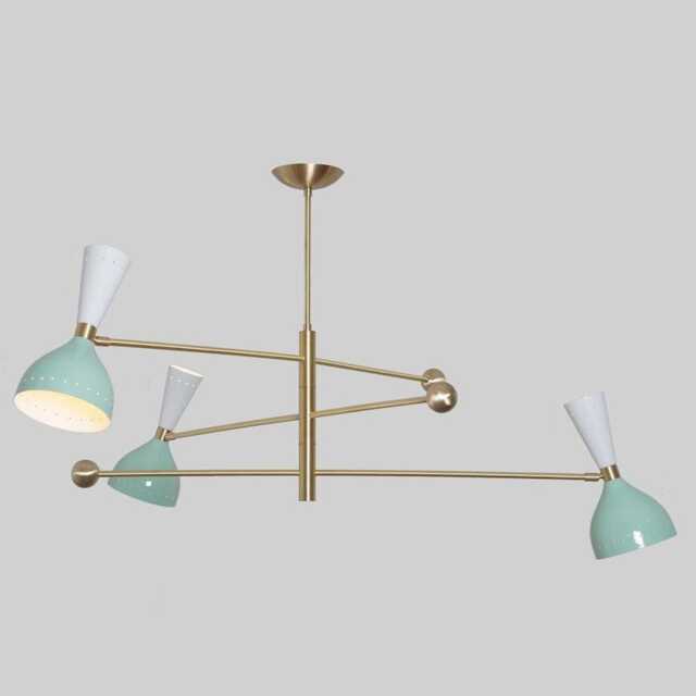 Mid Century Modern Sputnik Chandelier - Brushed Brass 3-Arm Pendant Light - image 1