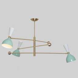 Mid Century Modern Sputnik Chandelier - Brushed Brass 3-Arm Pendant Light - thumbnail 1