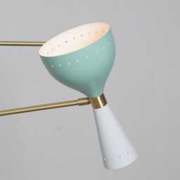 Mid Century Modern Sputnik Chandelier - Brushed Brass 3-Arm Pendant Light - thumbnail 2