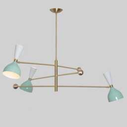 Mid Century Modern Sputnik Chandelier - Brushed Brass 3-Arm Pendant Light - thumbnail 3