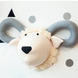 Felt Sheep Head Wall Mount Nursery Faux Taxidermy Decor - thumbnail 1