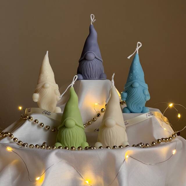 Handmade Christmas Gnome Soy Candle Festive Holiday Decor - image 1