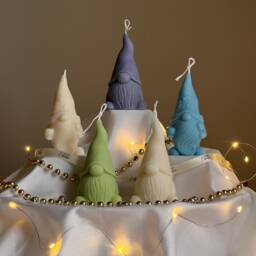Handmade Christmas Gnome Soy Candle Festive Holiday Decor