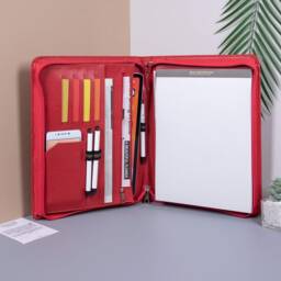 Personalized Red Vegan Leather Portfolio, Office Organizer With Handle, Custom Document Holder, Mother's Day Gift, Gift For Women - thumbnail 2