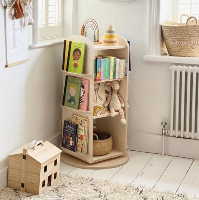 Rotating Bookcase Natural Wood Children's Bookshelf - image 1