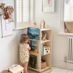 Rotating Bookcase Natural Wood Children's Bookshelf - thumbnail 3