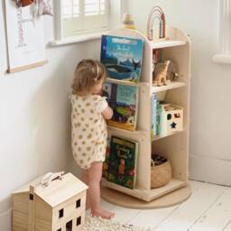Rotating Bookcase Natural Wood Children's Bookshelf - thumbnail 2