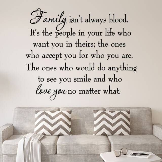 Family Isn't Always Blood Wall Decal Inspirational Quote Decals Home Decor Vwaq-3061 - image 1