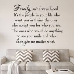 Family Isn't Always Blood Wall Decal Inspirational Quote Decals Home Decor Vwaq-3061 - thumbnail 1