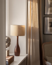 Hand Turned Walnut Table Lamp/Wooden Lamp - thumbnail 1