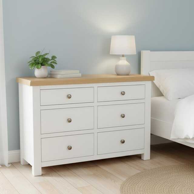 Painted Chest Of Drawers Solid Wood 6-Drawer Bedroom Storage, Assembled - image 1