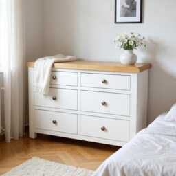 Painted Chest Of Drawers Solid Wood 6-Drawer Bedroom Storage, Assembled - thumbnail 3