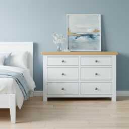 Painted Chest Of Drawers Solid Wood 6-Drawer Bedroom Storage, Assembled - thumbnail 2