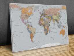 World Map High-Resolution Detailed Wall Art, Multicolour, Hangings, Home Decor, Mounted Canvas Print Ready To Hang