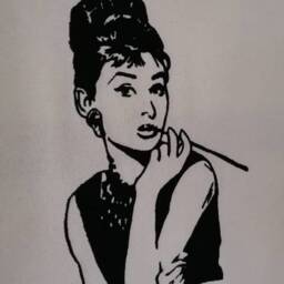 Embroidered Audrey Hepburn Tote Bag 8Oz Cotton Canvas Shopper - thumbnail 2