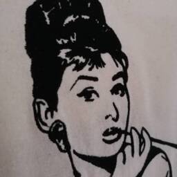 Embroidered Audrey Hepburn Tote Bag 8Oz Cotton Canvas Shopper - thumbnail 3