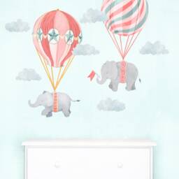 Elephant Friends - Pink Fabric Wall Decal Nursery Daydreams Collection Mej - thumbnail 2