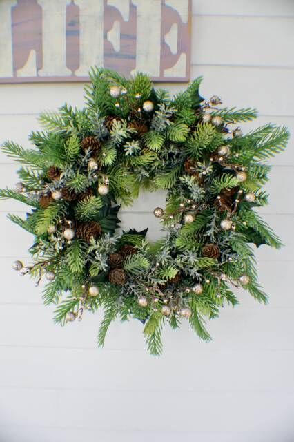 Ready To Ship Christmas Wreath, Flower Rustic Decor, Door Mantel Farmhouse Housewarming Gift, Winter Wreath - image 1